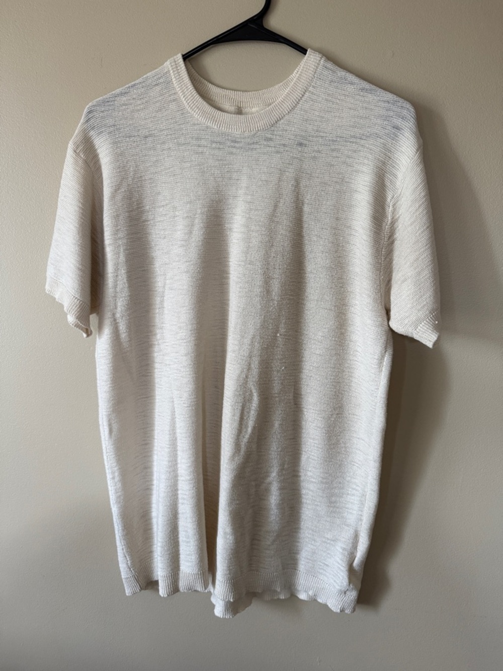 American Eagle Outfitters Cream Short-Sleeve Knit Tee